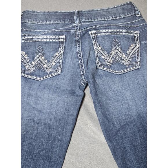 Wrangler Jeans Womens 5x32 Blue Boot Cut Western Cowgirl Rancher Rodeo Bedazzled - Picture 11 of 13
